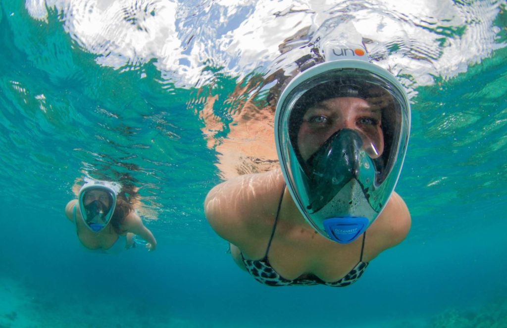 respirer sous l'eau avec un masque snorkeling integral