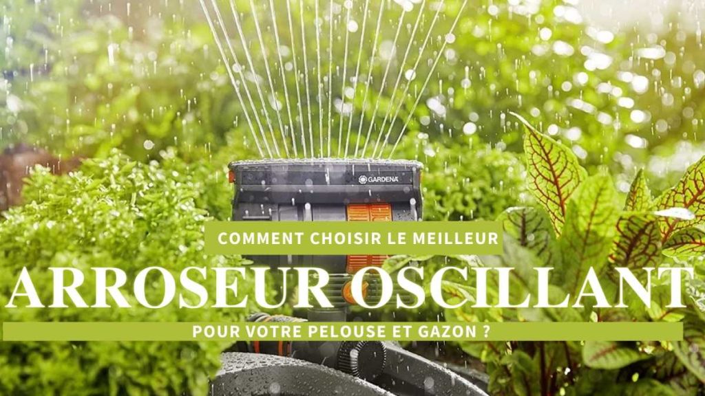 arroseur oscillant entrain d'arroser le gazon